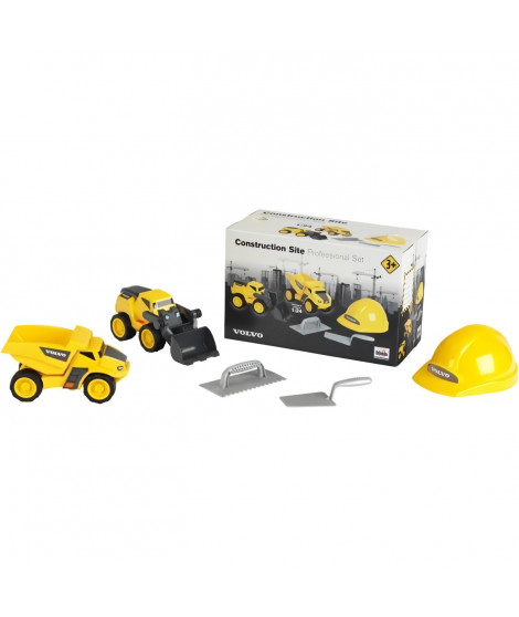 Jouet de chantier - KLEIN - Set de chantier Volvo Power avec casque, 5 pieces - Plastique de grande qualité, tres résistant.