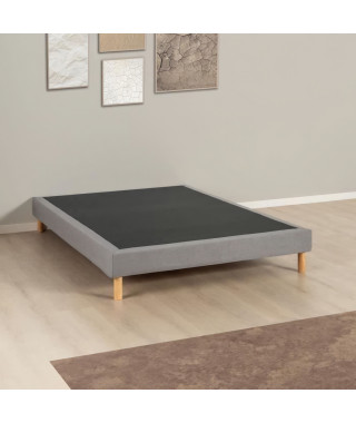 Sommier tapissier - 140x190 cm - Gris clair - Kit - DEKO DREAM Eazyx