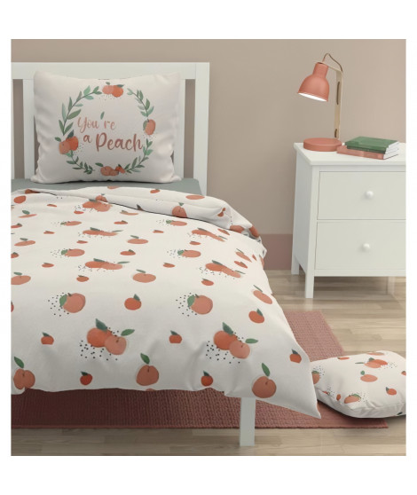 Parure de couette ROUPILLON Peachy - 2 Pcs - 140 x 200 - 100% Coton - Pastel