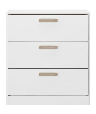 Commode DREAM 3 tiroirs - Panneau de particules - Décor blanc - L79.7 x H87.8 x P43.8 cm