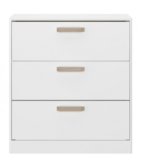 Commode DREAM 3 tiroirs - Panneau de particules - Décor blanc - L79.7 x H87.8 x P43.8 cm