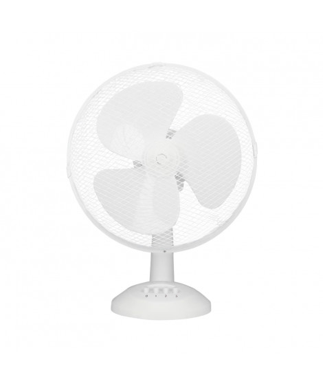 Ventilateur de table OCEANIC - 40W - Diametre 30 cm - 3 vitesses - Oscillant - Blanc