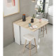 Table de cuisine rabattable FLY - Mélaminé blanc artik et chene - L 140 x P 77 x H 78 cm
