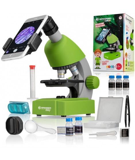 Microscope 40x-640x - BRESSER JUNIOR - Éclairage LED - kit d'expérimentation - vert