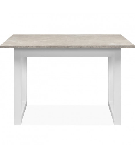 Table extensible Houston 80B - 120-160 x 75 x 80 cm - Plateau effet travertin - 1 extension inclue - 8 personnes