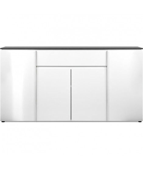 Buffet Brest - Décor Matera / blanc brillant - Panneaux de particules - 4 portes - 1 étagere - 1 tiroir -  177,5 x 92 x 40 -