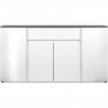 Buffet Brest - Décor Matera / blanc brillant - Panneaux de particules - 4 portes - 1 étagere - 1 tiroir -  177,5 x 92 x 40 -