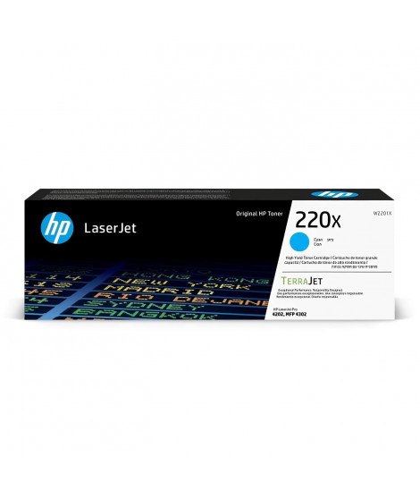 Cartouche de Toner HP 220X Cyan grande capacité Authentique (W2201X) pour HP LaserJet Pro 4202 / 4302