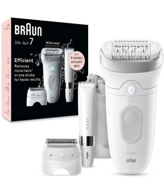 Épilateur électrique - BRAUN - Silk-épil 7 - Épilation Facile - Peau douce longue durée - 7-441 - Blanc / Argent