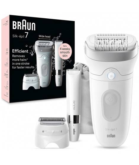 Épilateur électrique - BRAUN - Silk-épil 7 - Épilation Facile - Peau douce longue durée - 7-441 - Blanc / Argent