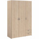 Armoire VARIA - Décor chene et blanc - 3 portes - 2 tiroirs - 120,3 x 185 x 51,3