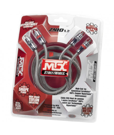 MTX ZNHD1.2 Câble RCA HighEnd ZeroNoise 1 metre symétrique 100% cuivre et téflon 4 blindages