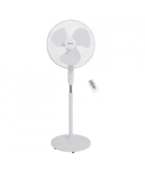 OCEANIC Ventilateur de pied - 45 W - Ø 44 cm - 3 vitesses - Oscillant - Inclinable - Blanc