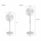 OCEANIC Ventilateur de pied - 45 W - Ø 44 cm - 3 vitesses - Oscillant - Inclinable - Blanc