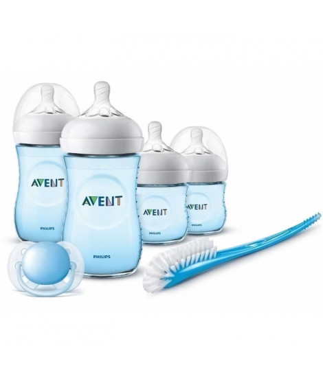 PHILIPS AVENT SCD301/04 Kit nouveau-né Natural Rose - Lot de 2 biberons 125ml + 2 biberons 260ml Natural+1 goupillon+1 sucett…