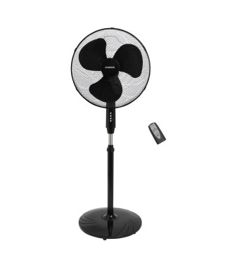 OCEANIC Ventilateur de pied - 45 W - Ø 44 cm - 3 vitesses - Oscillant - Inclinable - Noir