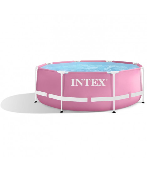 INTEX - Kit piscine metal frame rose ronde - tubulaire - Ø x h : 2,44 x 0,76 m