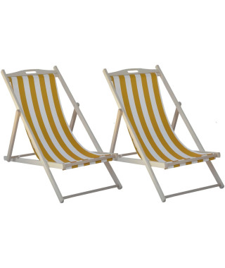 Lot de 2 Chiliennes ITALIADOC IT213 - En Hetre - Bayadere Blanc Jaune