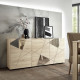 Buffet VICTORY - Décor Chene Sonoma - 3 Portes - Miroir - L 181 x P 42 x H 84 cm