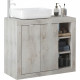 ROME Ensemble Meuble salle de bain  L 92 + vasque + 2 Portes + 3 niches  - Coloris chene Pin Clair