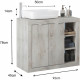 ROME Ensemble Meuble salle de bain  L 92 + vasque + 2 Portes + 3 niches  - Coloris chene Pin Clair