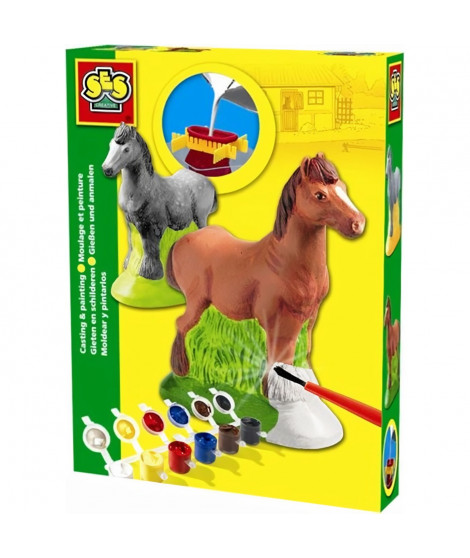Moulage et peinture - Cheval - SES CREATIVE - Moule latex, support de séchage, plâtre, peinture et pinceau inclus