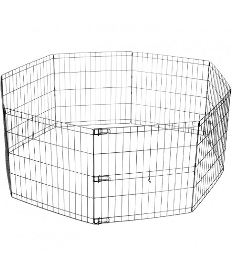 MPETS Enclos en metal Foldable Puppy Pen - 8x(62x66)cm - Noir - Pour chiot