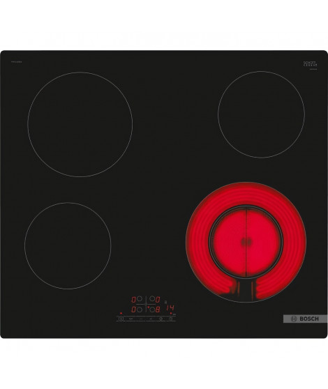 Table vitro 60cm BOSCH - PKF611BB8E - Commande a l'avant - Sans cadre - Zone double - Noir