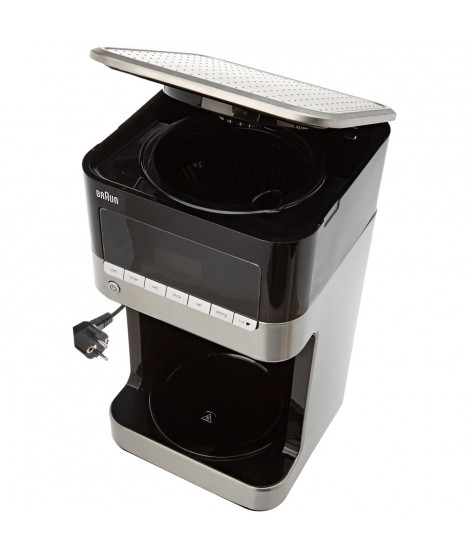 Cafetiere filtre Braun KF7125BK - Corps noir et métal - 12 tasses - Programmable - Verseuse isotherme