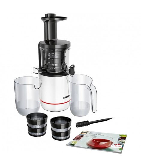 Extracteur de jus - BOSCH - MESM500W VitaExtract - Blanc/chrome - 150 W - 1 vitesse + reverse - syst. de sécurité sur le couv…