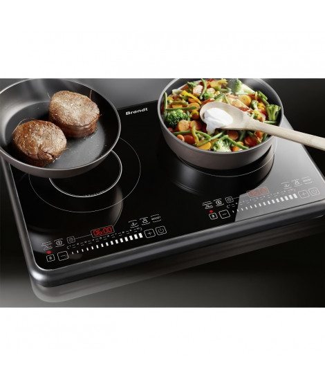 BRANDT TI2FSOFT Table de cuisson posable 2 foyers a induction Noir