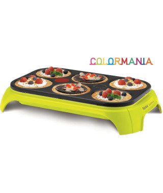 TEFAL Appareil a crepes, 6 empreintes, Revetement antiadhésif, 6 spatules et 1 louche incluses, Fabriqué en France PY559312