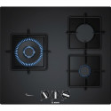 BOSCH PPC6A6B10 Plaque de cuisson gaz - 3 foyers - 8000 W - L 59 x P 52 cm - Revetement verre - Noir