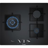 BOSCH PPC6A6B10 Plaque de cuisson gaz - 3 foyers - 8000 W - L 59 x P 52 cm - Revetement verre - Noir