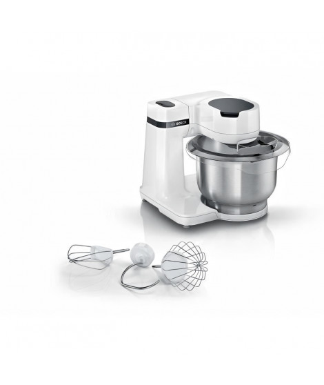 Robot de cuisine BOSCH Kitchen machine Serie 2 - Noir et argent - 700 W - 7 vitesses + turbo - Bol mélangeur inox 3,8 L