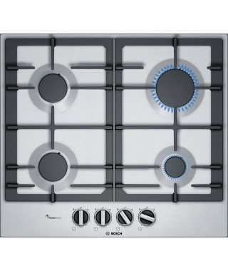 Table de cuisson a gaz BOSCH PCP6A5B90 - 4 brûleurs - FlameSelect - Acier Inox