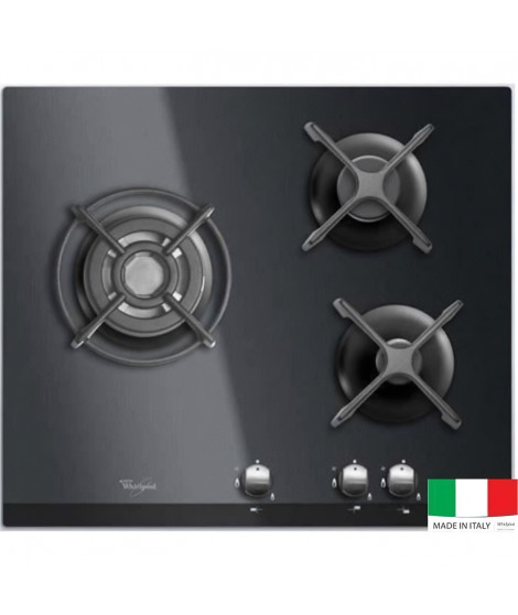 Table de cuisson Gaz - WHIRLPOOL AKT404NB - 3 foyers - 6350W - L59 x P51cm - Noir
