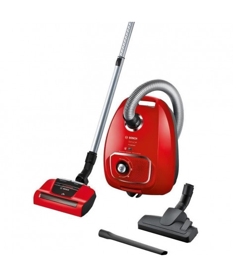 BOSCH BGBS4PET1 ProAnimal - Aspirateur Traîneau Anti Poils d'Animaux  Avec sac 4L  75 dB - 600 W - Rouge