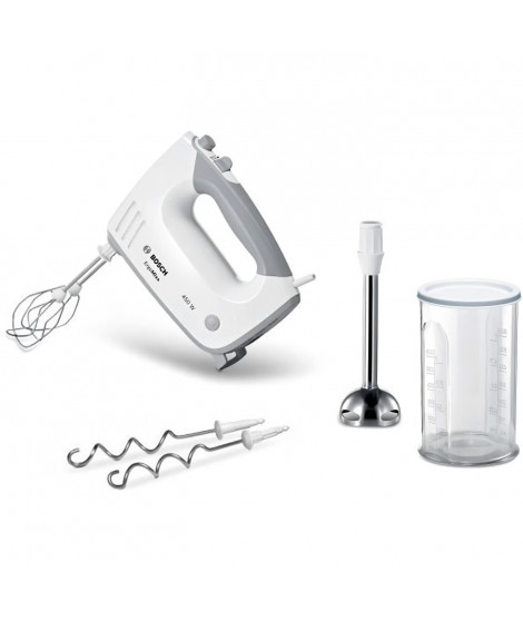 Batteur a main BOSCH MFQ36470 ERGOMIXX - 450W, 5 vitesses + pulse, accessoire pied mixeur inox