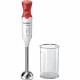 Mixeur plongeant BOSCH - 450W - Pied inox - 4 lames aiguisées - 2 vitesses - Bol gradué 600ml - blanc/rouge