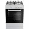 Cuisiniere - BEKO - FSG62010FW - 60 cm - 4 Gaz - 73L - Sécurité thermocouple - Blanc