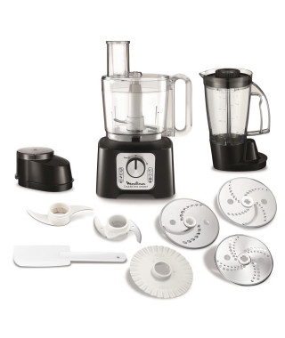 MOULINEX Double Force Compact Robot multifonction, 2 sorties moteur, 2 vitesses, Blender Smoothies et Shakes, 9 accessoires