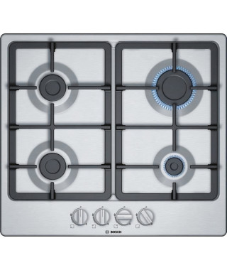 BOSCH - PGP6B5B90 - Table gaz - 4 brûleurs - 7500W - L58,2cm x P52cm - Acier Inox