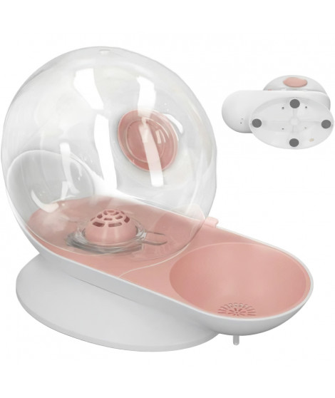 Distributeur d'eau avec filtre - Mpets - SNAIL - 2800 ml - Blanc, Rose & Transparent
