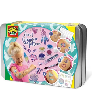 Tatouages glamour 3 en 1 - SES CREATIVE - Multicolore - Blanc - Pour enfants des 5 mois