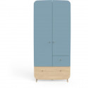 Ens. lit bébé 70 x 140 Kit évolutif, commode 2 tiroirs 3, niches et 1 plan a langer, 1 armoire - FIRMIANA - Bleu / bois - DEM…