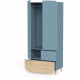 Ens. lit bébé 70 x 140 Kit évolutif, commode 2 tiroirs 3, niches et 1 plan a langer, 1 armoire - FIRMIANA - Bleu / bois - DEM…