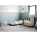 Ens. lit bébé 70 x 140 Kit évolutif, commode 2 tiroirs, 3 niches et 1 plan a langer - FIRMIANA - Scandinave - Blanc/bois - DE…