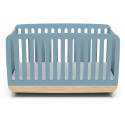 Ens. lit bébé 70 x 140 Kit évolutif, commode 2 tiroirs, 3 niches et 1 plan a langer - FIRMIANA - Scandinave - Bleu / bois -