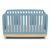 Ens. lit bébé 70 x 140 Kit évolutif, commode 2 tiroirs, 3 niches et 1 plan a langer - FIRMIANA - Scandinave - Bleu / bois -